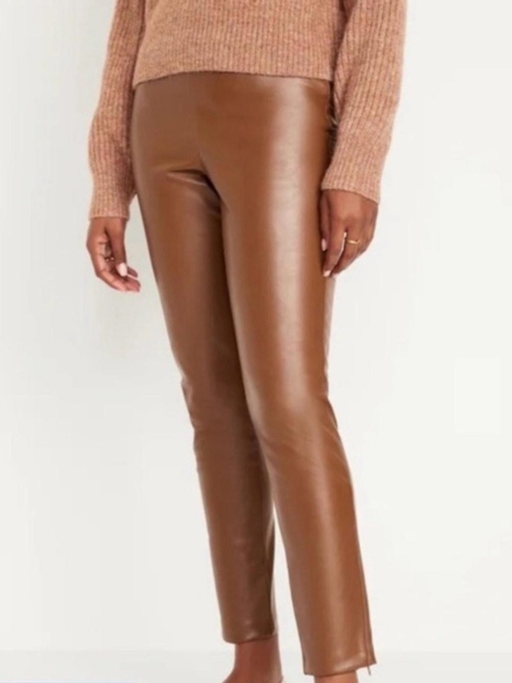 Old Navy Size 16 Faux Leather Slim Leg Pants - Brown